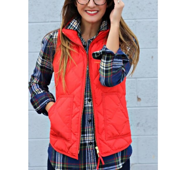 J. Crew - Excursion Down Blend Quilted Puffer Vest 92465 | Small | Coral Pink - Picture 1 of 14
